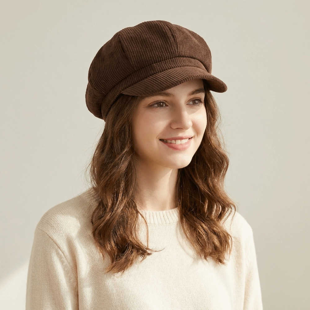 Soft Retro Corduroy Beret Thin Brim Solid Color Painter Artist Cap Korean Style Painter Hat Newsboy Peaked Hat Daily Outfit S261016VBXO