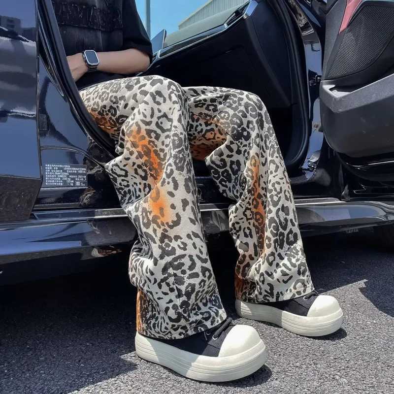 Men's Jeans 2026 Cyber Y2K Fashion Tie Dye Leopard Baggy Jeans Pants For Men Clothes Straight Women Gothic Long Trousers Pantalones HombreT2610
