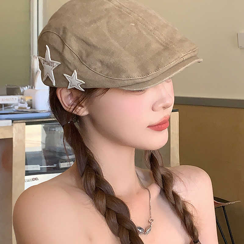 retro American star beret British casual face enhancing small artist hat simple and versatile suitable for spring and summer S2610165DFH