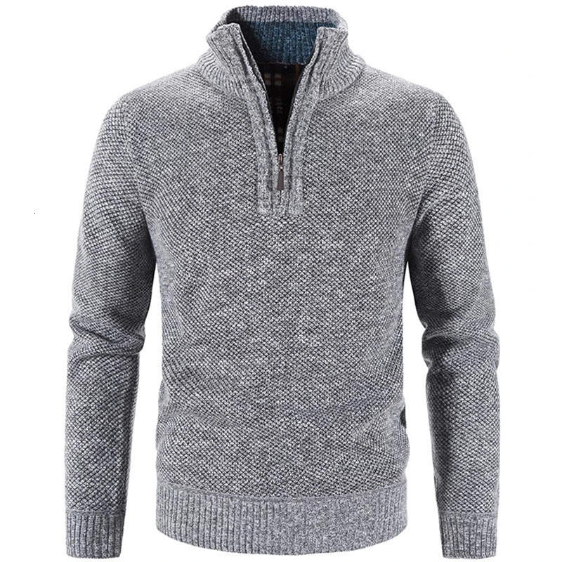 Winter Men's Fleece Thicker Sweater Half Zipper Turtleneck Warm Pullover Quality Male Slim Knitted Wool Sweaters for Spring 261009