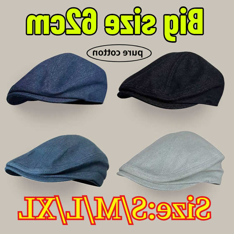 Big Cotton Size Men Summer Beret Women Retro Flat Cap Painter Hat Washed Denim Ivy Gatsby Hat Casual Fitted Newsboy Cap S/M/L/XL S26101632TG