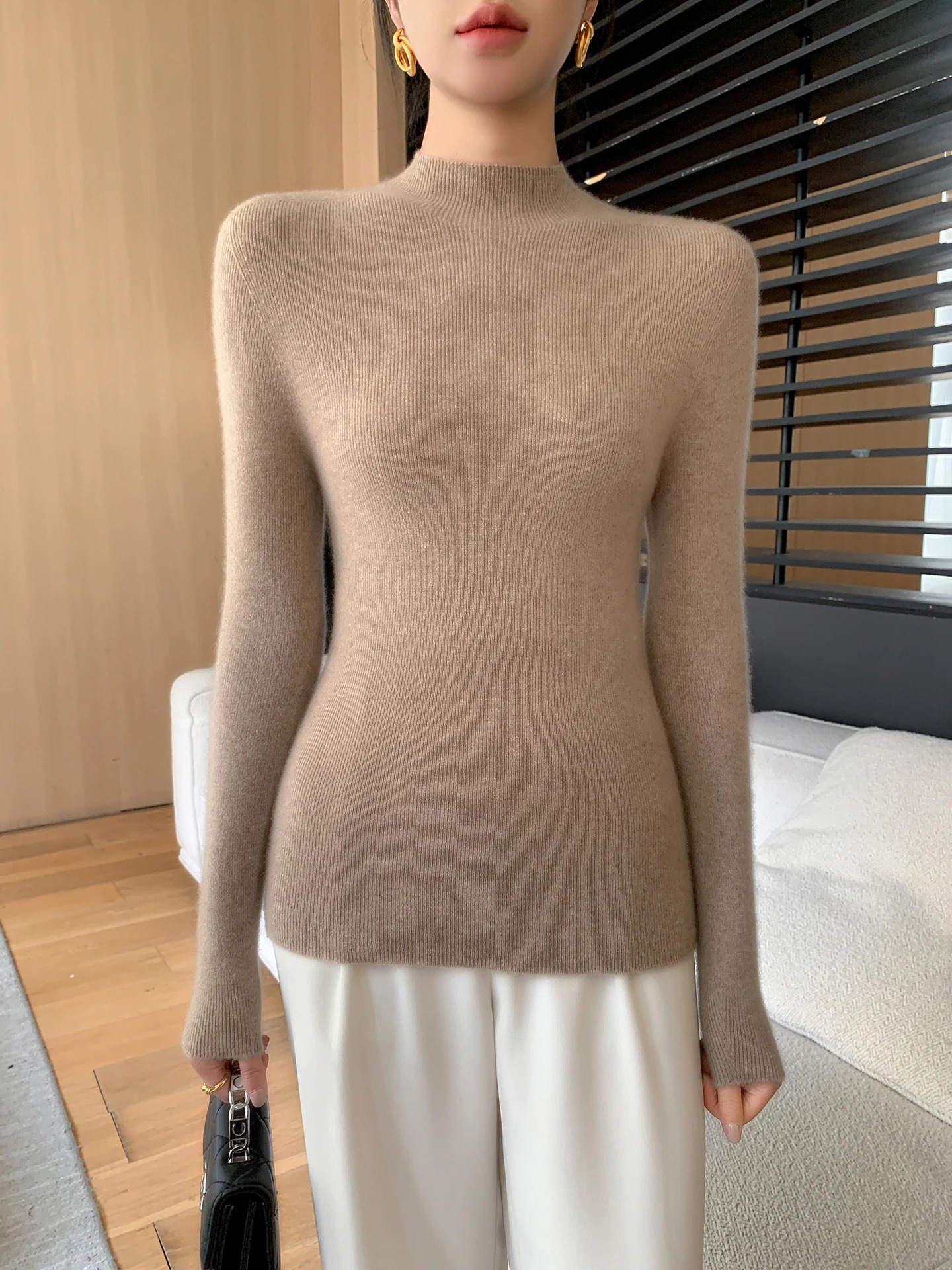 Fashion Woman Autumn Winter Sweater Elegant Female Merino Wool Knitwear Slim Pullover Cashmere Lady Long Sleeve Clothing Tops 261008
