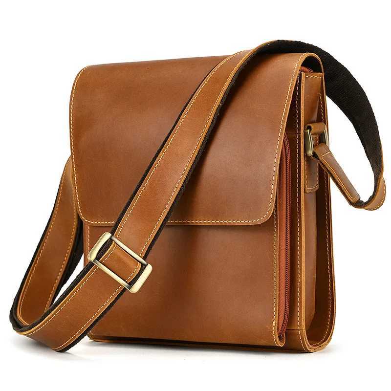 Cross Body Nesitu Highend A4 Vintage Brown Thick Genuine Crazy Horse Leather Shoulder Women Men Messenger Bag for Ipad M9201 H261016