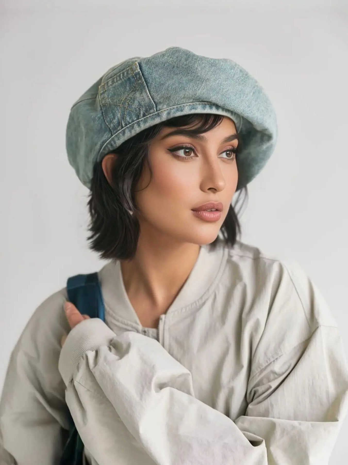Vintage Women's Washed Beret Casual Outdoor Blue Hat for Women Fashion Accessories for Daily Wear S261016UU1T