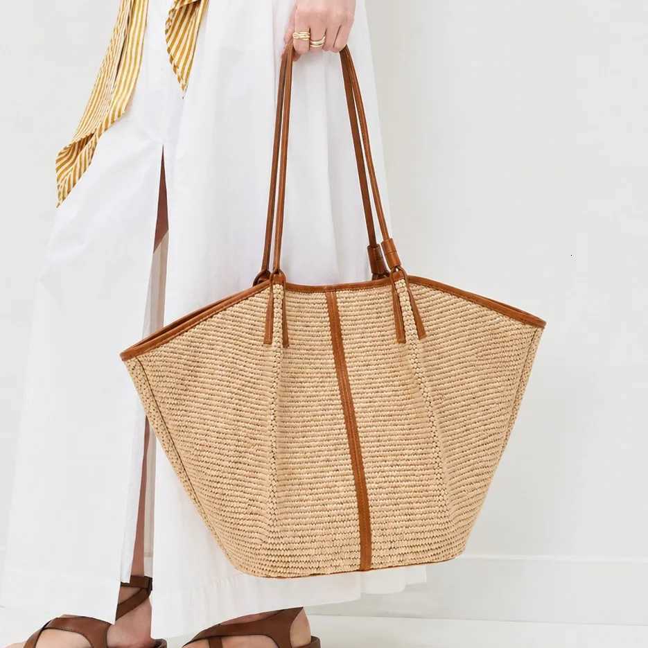 Shoulder Bags Weave Straw Rattan Shoulder Bags for Women Summer Fashion Trends Purses and Handbags Large Capacity Beach Shopper Tote H261016
