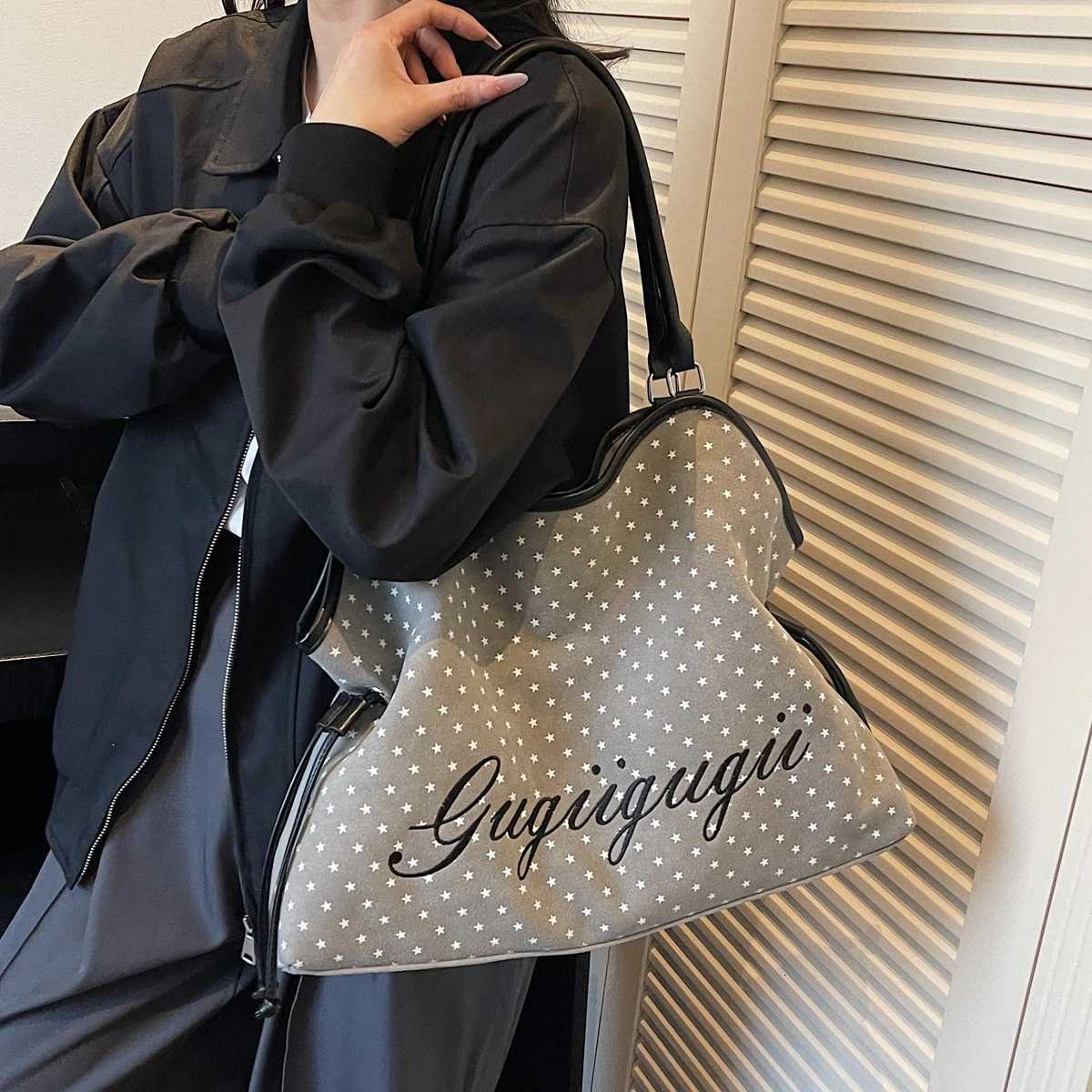 Totes Women Leopard Print Tote Handbag Korean Y2K Polka Dot Underarm Pouch Vintage Shoulder Bag Large Capacity Cute Top-Handle Bags X261016