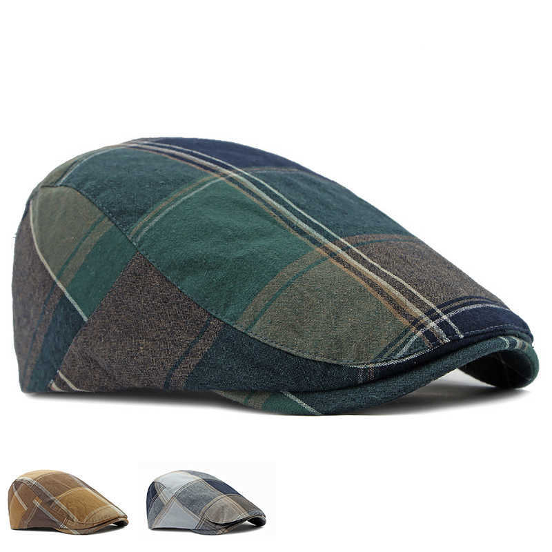 Beret Thin Hats For Women Spring Summer Herringbone Newsboy Cap Plaid Flat Peaked Cap Men Painter Hat Retro Casual Duckbill Cap S261016RW4W