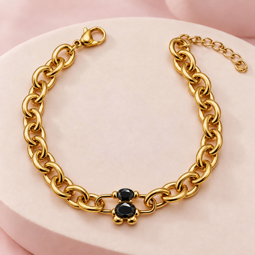 Nouvelle mode femmes filles argent or acier inoxydable noir blanc rose Zicon Span dessin animé lettre ours charme chaîne Bracelets bijoux Pulsera
