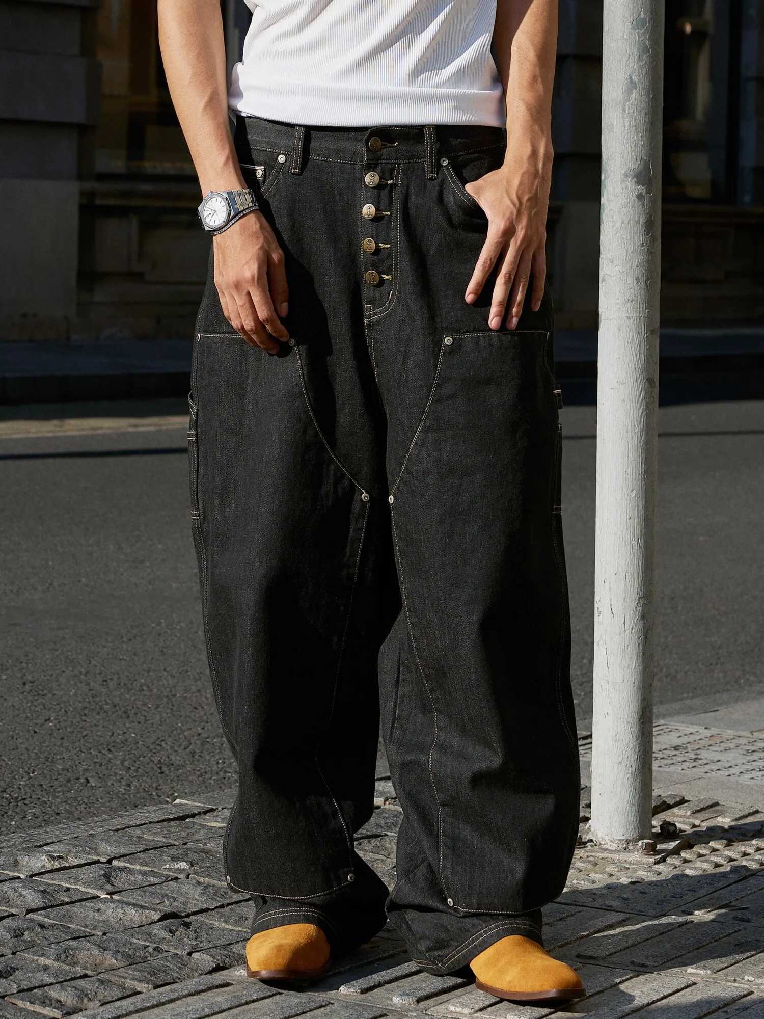 Men's Jeans Men's Black Baggy Y2k Jeans Harajuku Vintage Denim Trousers Streetwear Japanese 2000s Style Oversize Jean Pants Clothes Y2K Je