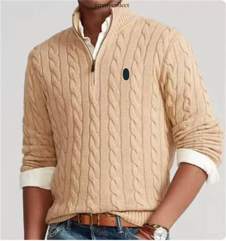 polo cardigan men designer knit Horse sweater quarter zip pull homme mens pullover half zipper luxury brand casual jumper autumn wool 9f4