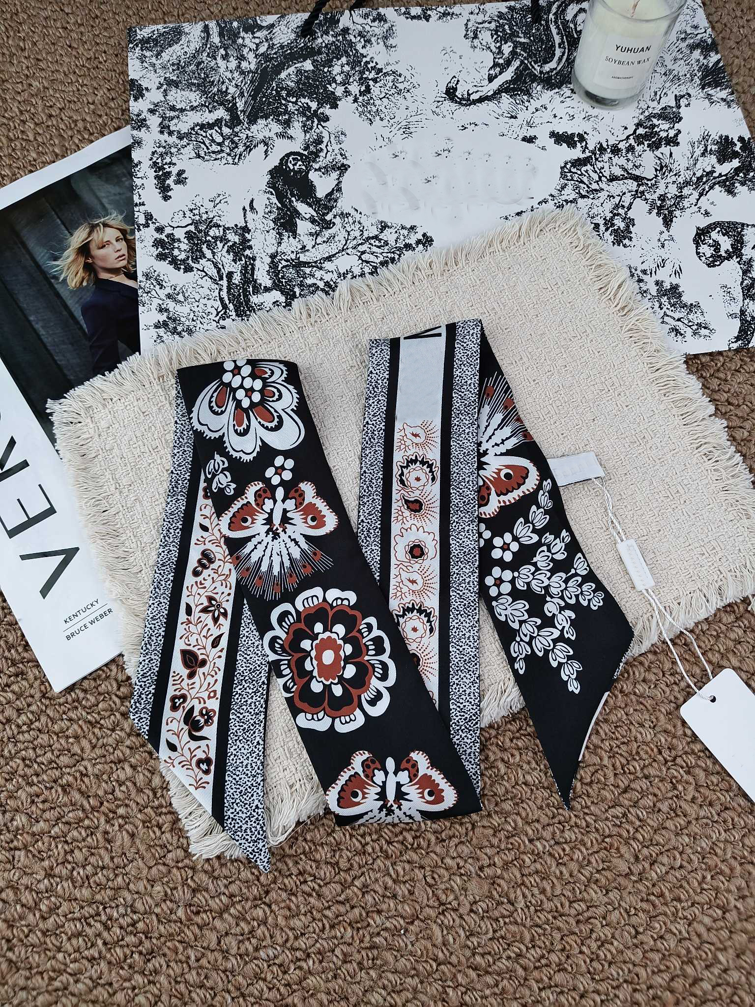 Designer Brand Silk scarf Woman's Wrap Fashion Letter Printed Double Sided Satin Binding Ribbon Gentle And Romantic Travel Hair Tie Neck Gifts