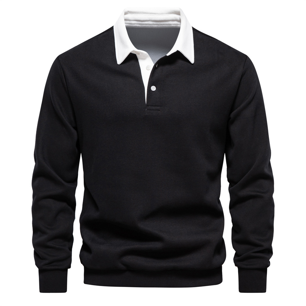 Men's Cotton Long Sleeve Polo Shirt Sweatshirt Trendy European Size Luxury Quality High End Design Casual Versatile Everyday Wear Streetwear