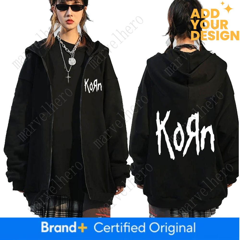 Korn Rock Band Letter Logo Zipper Hoodie Men Metal Gothic Vintage Oversized Zip Up Hoodies Streetwear Punk Sweatshirts Jackets