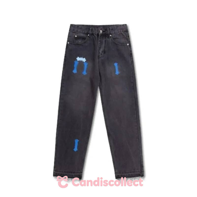 purple jeans Designer Casual Cross Leather Label Washed Jeans Couple Street Loose Spring Autumn Straight Trousers For Women 613