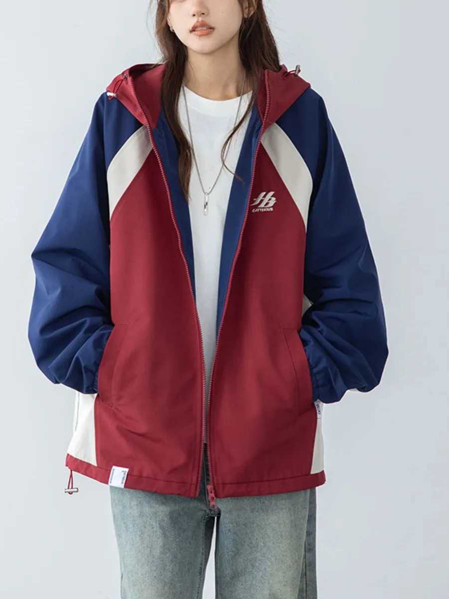 Hop Men's Jackets Vintage Hip Oversize Jacket Women Y2k Streetwear Preppy Style Korean Fashion Windbreakers Zipper Casual Hooded Outerwear N261