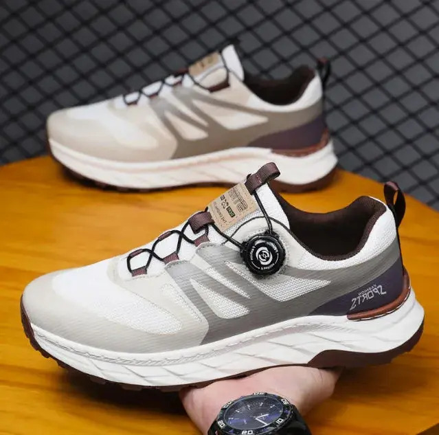 Men Shoes Men's For Spring And Summer New Style Without Shoelaces Adult Casual Sports Sneaker With Rotating Buttons Running Breathable Dad Tren