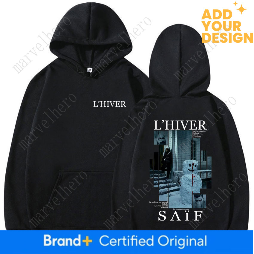 Rapper L HIVER Saif Album New Hoodie Men S Hip Hop Fleece Pullover Sweatshirt Retro Long Sleeve Oversized Hoody Streetwear