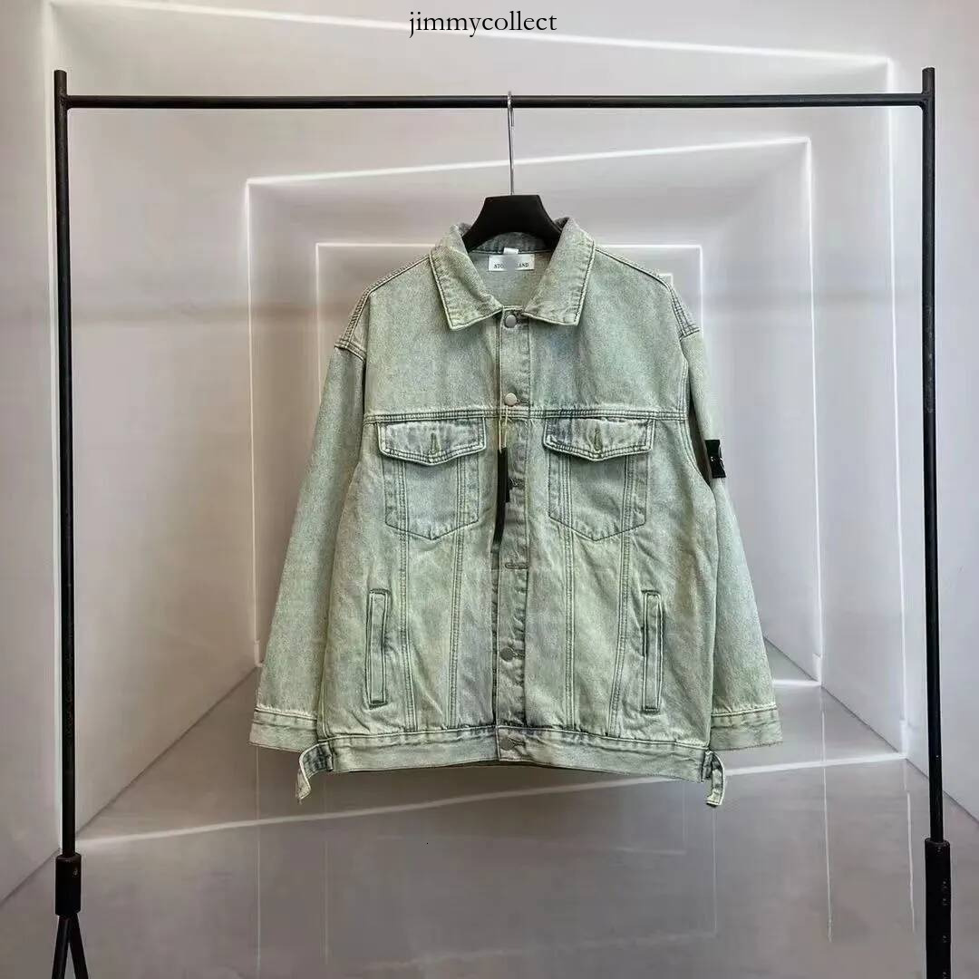 stone American retro stone fashionable denim men's and women's new high version trendy brand washed loose casual jacket stone eb2