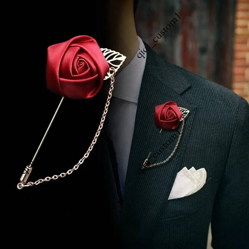 1pcs Mens Suit Rose Flower Brooches Pins Canvas Fabric Ribbon Tie Brooch for Women and Men Clothing Dress Accessories 2023 260731