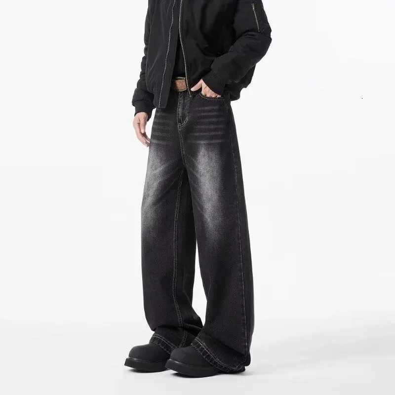 Men's Jeans Autumn Men's Retro Washed Straight-Leg Jeans High Street Fashion Baggy Denim Pantalones Hombre New Hip Hop Distressed Y2K Jean