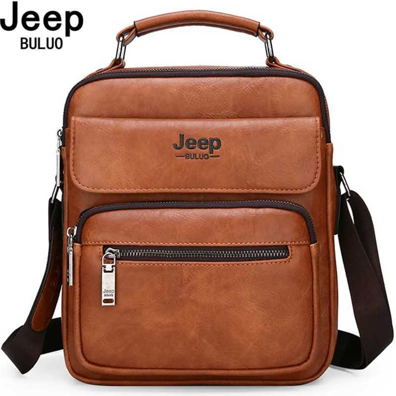 Shoulder Bags JEEP BULUO Men's Handbags Famous Big Size Man Leather Crossbody Shoulder Messenger Bag For 9.7 inch iPad Casual Business H261016