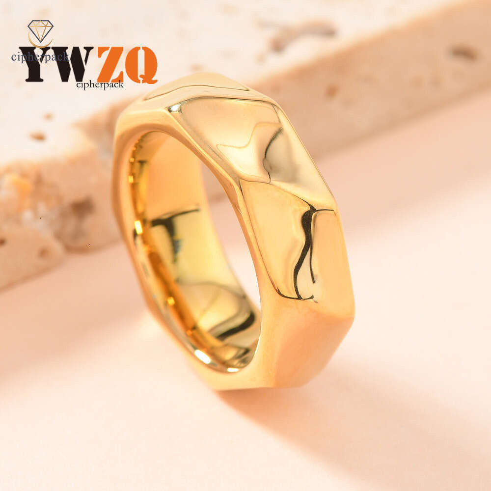 Best-selling titanium steel Luxury Jewelry exaggerated and unique design irregular multi-faceted ring plated with 18k gold