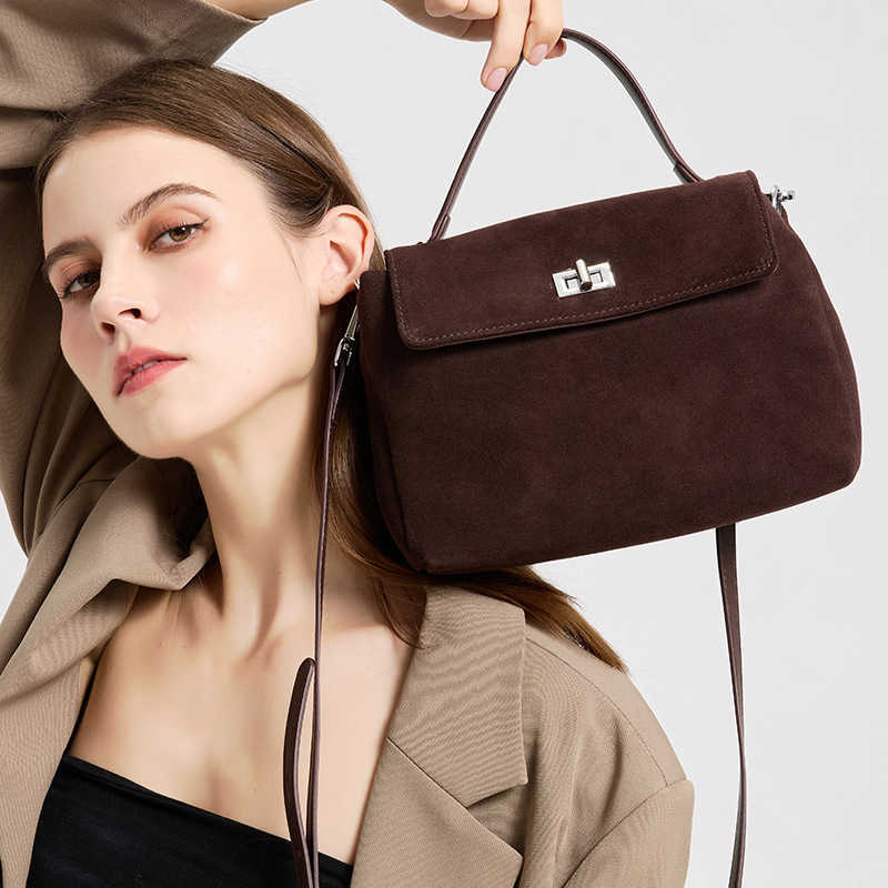Genuine suede leather handbag 2026 new model hot-selling women's bag with an elegant and sophisticated feel suitable for commuting crossbody ba
