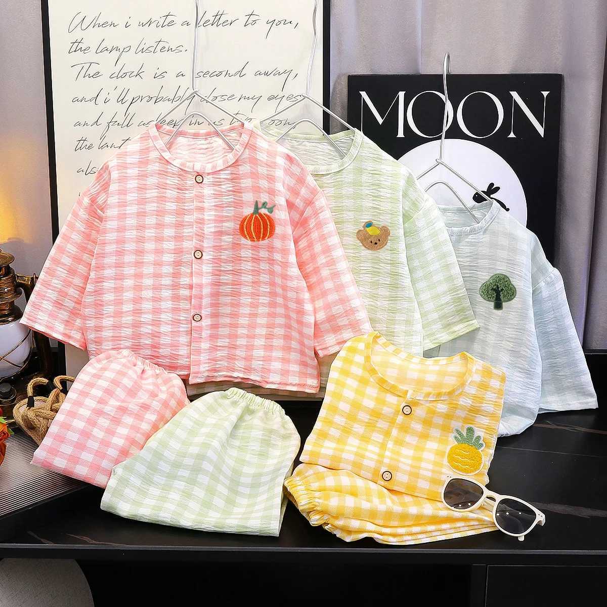 Pajamas Boys Girls He Clothes Set Summer Cardigan Cartoon Children's Pajamas Spring Baby Top+Pants Spwear SuitsW261019