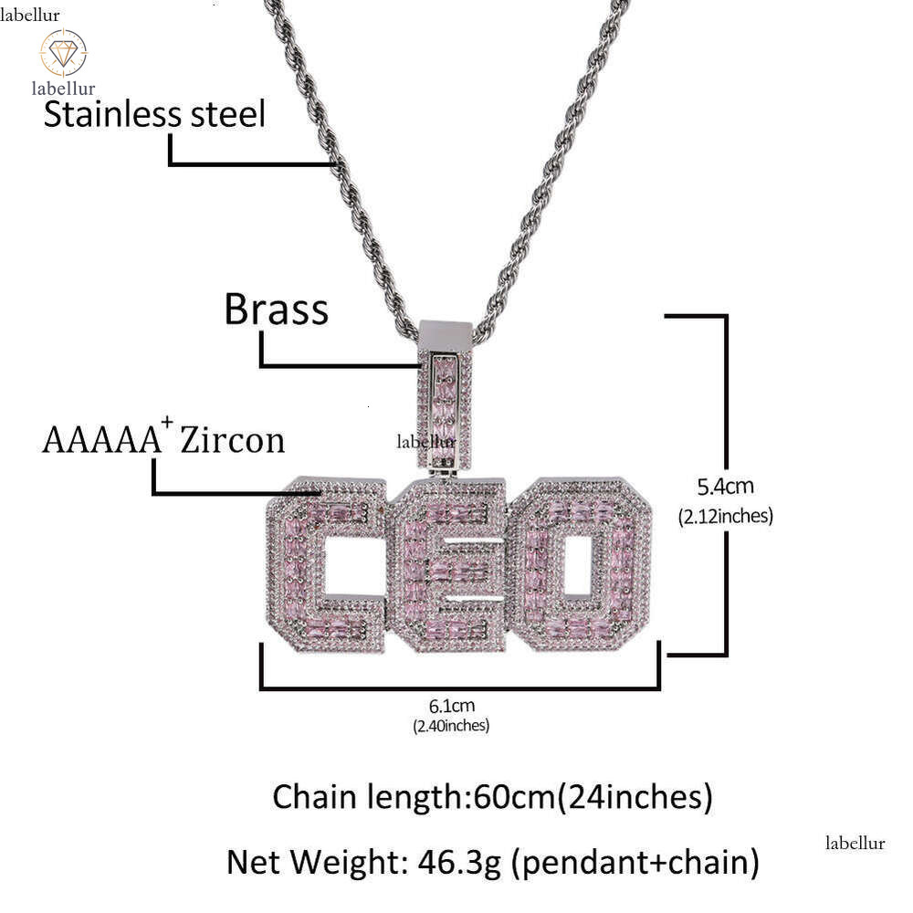 Luxury jewelry Custom Necklace for Men Full Diamond New Square and Trapezoid Letter Splicing Pendant Hip Hop Jewelry 4