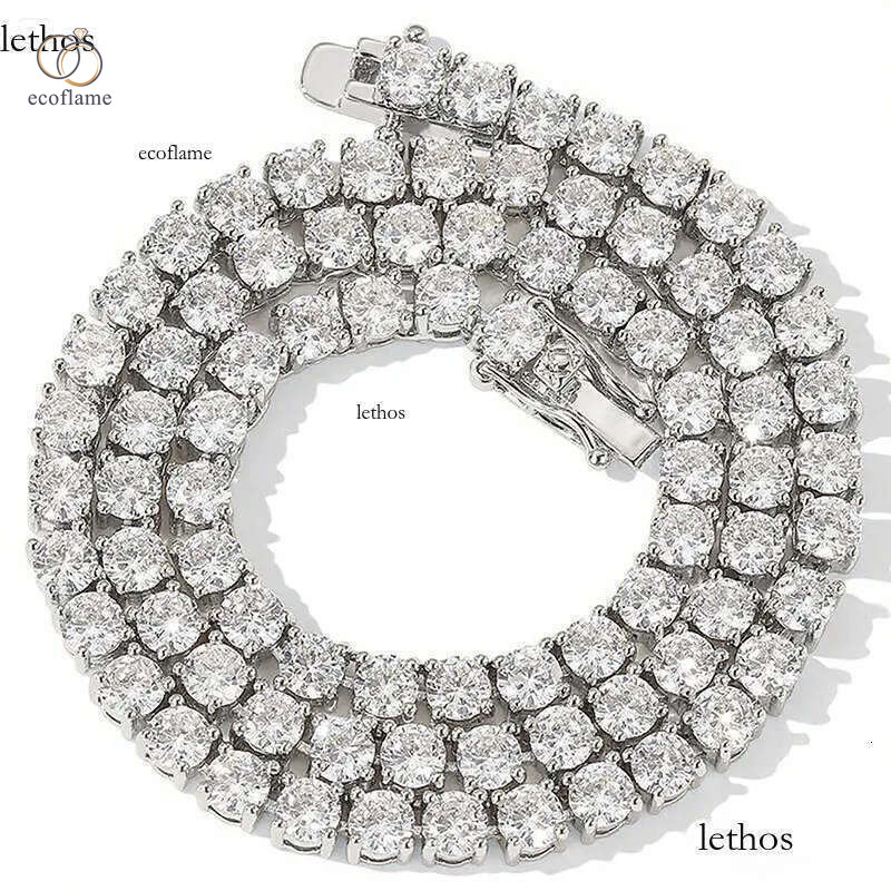 Chain For Women Plated Gold 5MM Wide 1 Row CZ Dia Tennis Bracelet Necklace Men Rapper Hip Hop Designer Jewelry Woman Luxe Christmas Gift