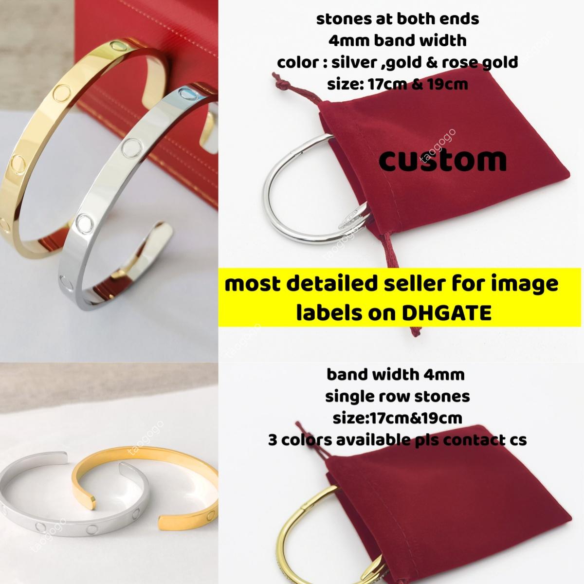 Designer Luxury Unisex Nail Shape Open Cuff Bracelet Industrial Punk Gold Rose Silver Zircon Nail Bangle Fashion Stackable Metal Jewelry Gift