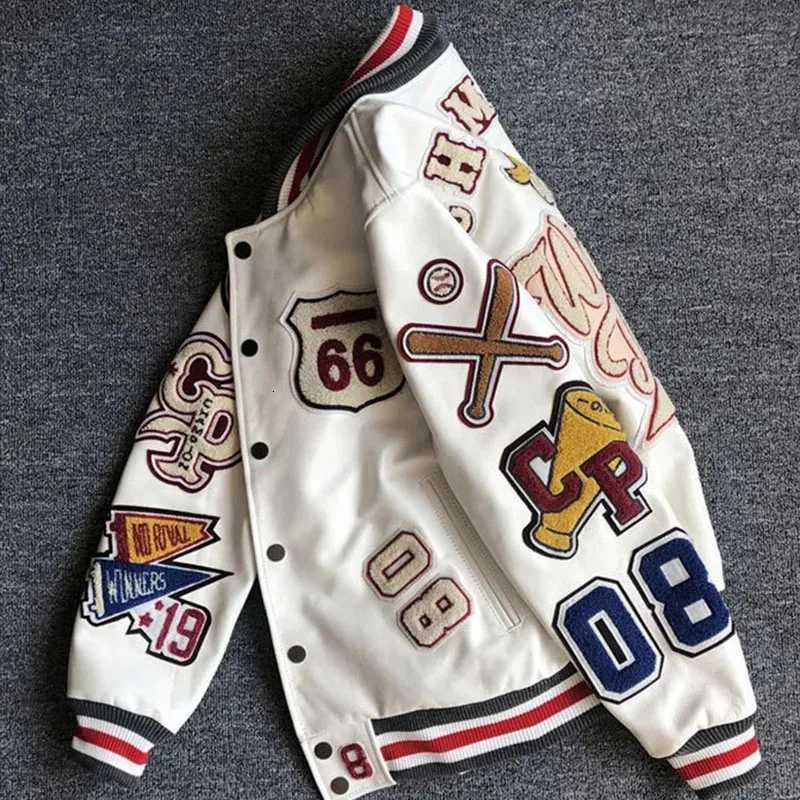 Baseball Men's Leather Jackets Pu Jacket Women Harajuku Y2K Fashion Moto Clothing Streetwear Single Breasted Embroidered Chic Outwear N261016