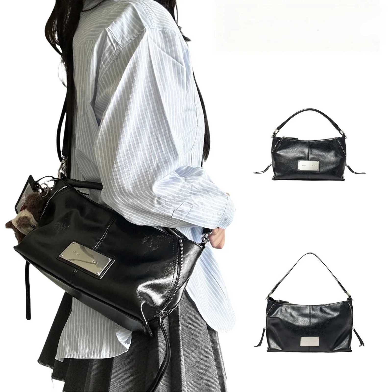 Shoulder Bags Black Samurai Motorcycle Boston Large Capacity Single Shoulder Crossbody Women's Bag Underarm Handbag Korean Style Youth Bag H261