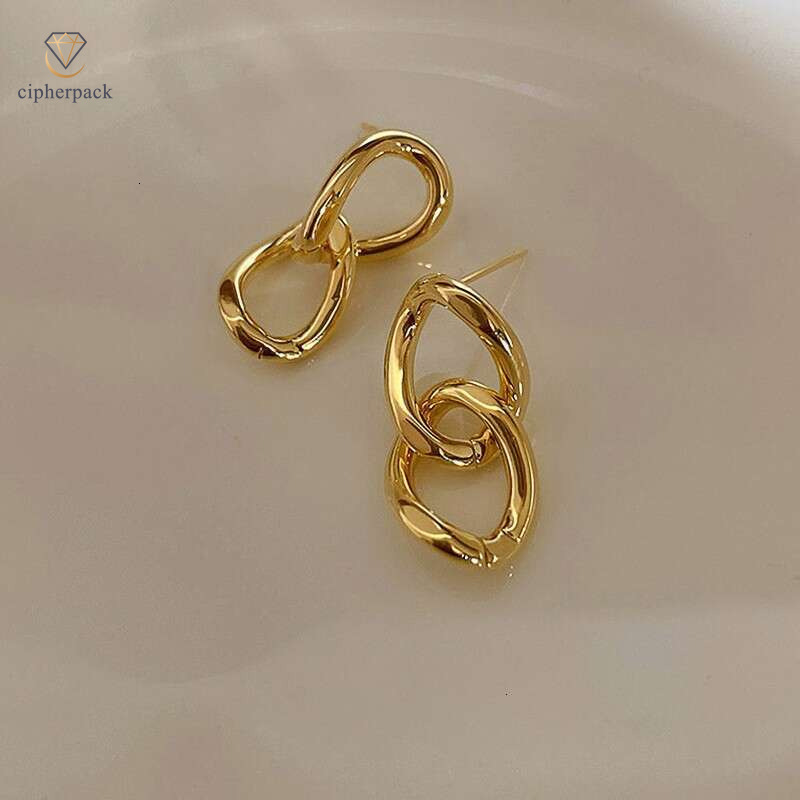 Moissanite Jewelry metallic chain niche light luxury unique and fashionable mosquito coil disc earrings trendy women's accessories
