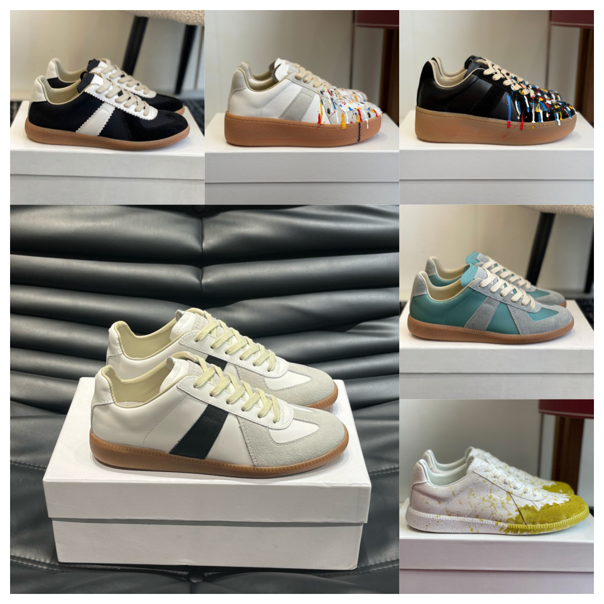 Designer Shoes Gat Sneakers Gats Mens Womens Casual Shoes Replicate Suede mm6 Woman Mens Flat Foam Running Shoes White Black d h gate Trainer Outdoo