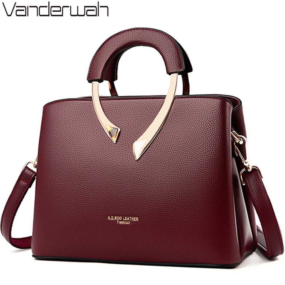 Shoulder Bags GENUINE VANDERWAH High Quality Leather Casual Tote Handbags Women Bags Designer Shoulder Crossbody Bags for Women 2024 H261016