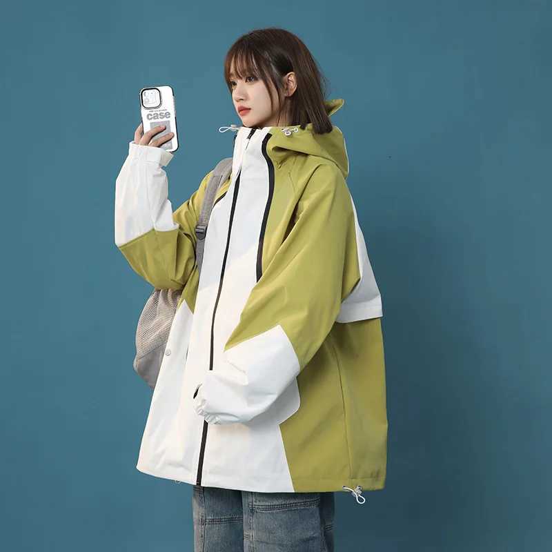 Vintage Autumn Men's Windbreaker Jackets Jacket Women Harajuku Patchwork Streetwear Coats for Female Hip Hop Korean Tops Casual Paired Clothes