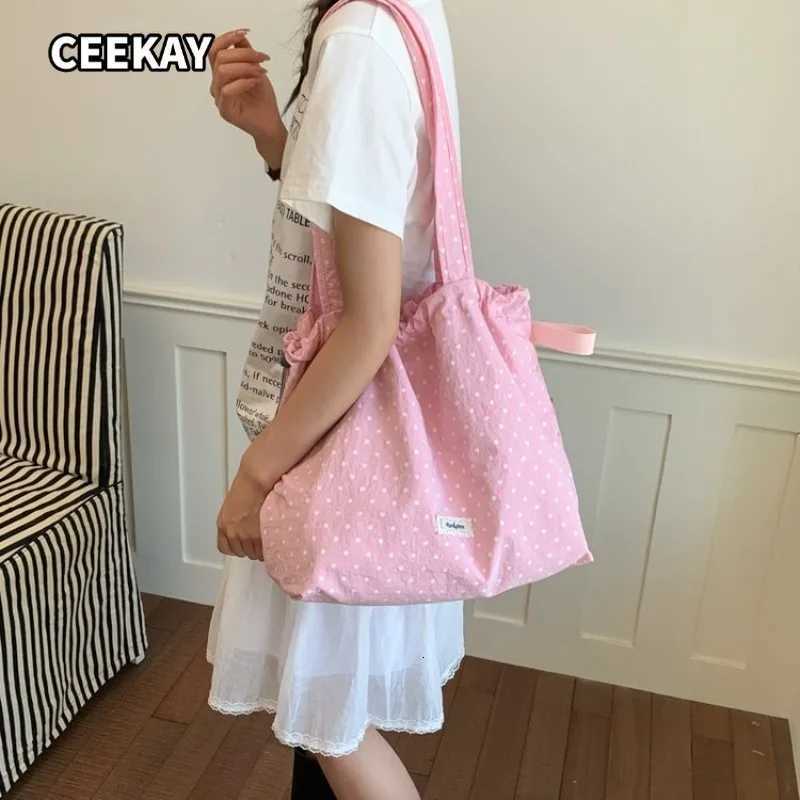 Shoulder Bags CEEKAY Small Dot Sling Bag Large Capacity All-match Wide Fabric Lightweight Ladies Student Daily Casual Hand Shoulder Purse X261016