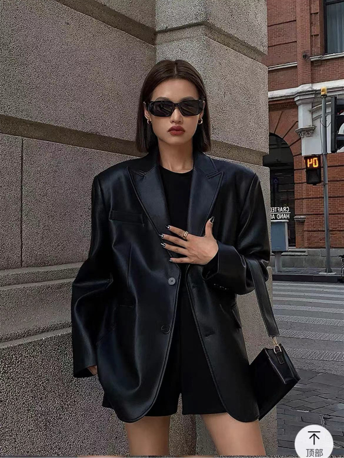 Cross-Border European and American Trendy Brand Women's Blazer Autumn Winter High-Quality Loose PU Leather Suit Jacket