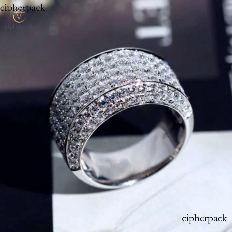 Size 8-12 Rulalei Brand Tycoon Wedding Rings Sparkling Jewelry Sterling Sier Pave White Moissanite Dia Party Eternity Engagement Ring For Men Gift