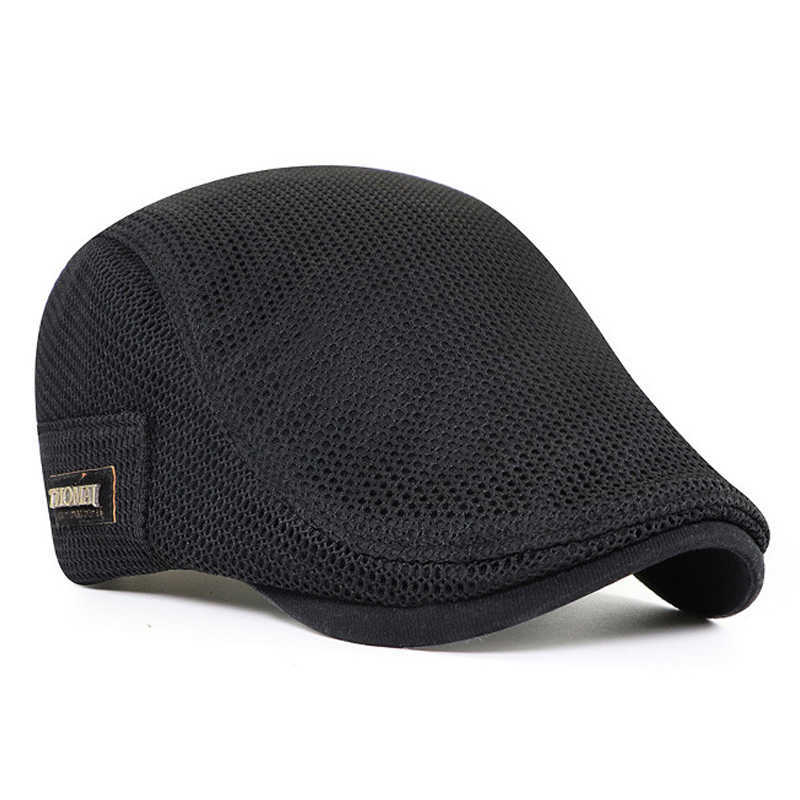 Men's Branded Berets Summer Breathable Visor Cap Women Flat Peaked Sun Hat Net Solid Herringbone Newsboy Hat Mesh Driver Caps S261016I1QC