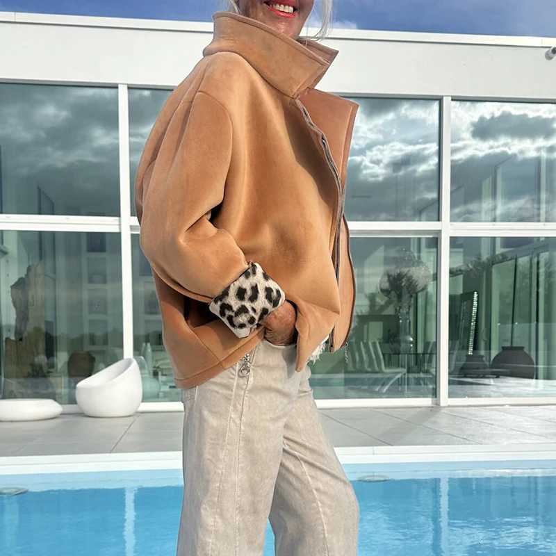 Long Men's Vintage Jackets Female Sleeve Suede Outerwear New 2026 Autumn Winter Simple Commuting Coat Fashion Street Lapel Zipper Short Jacket