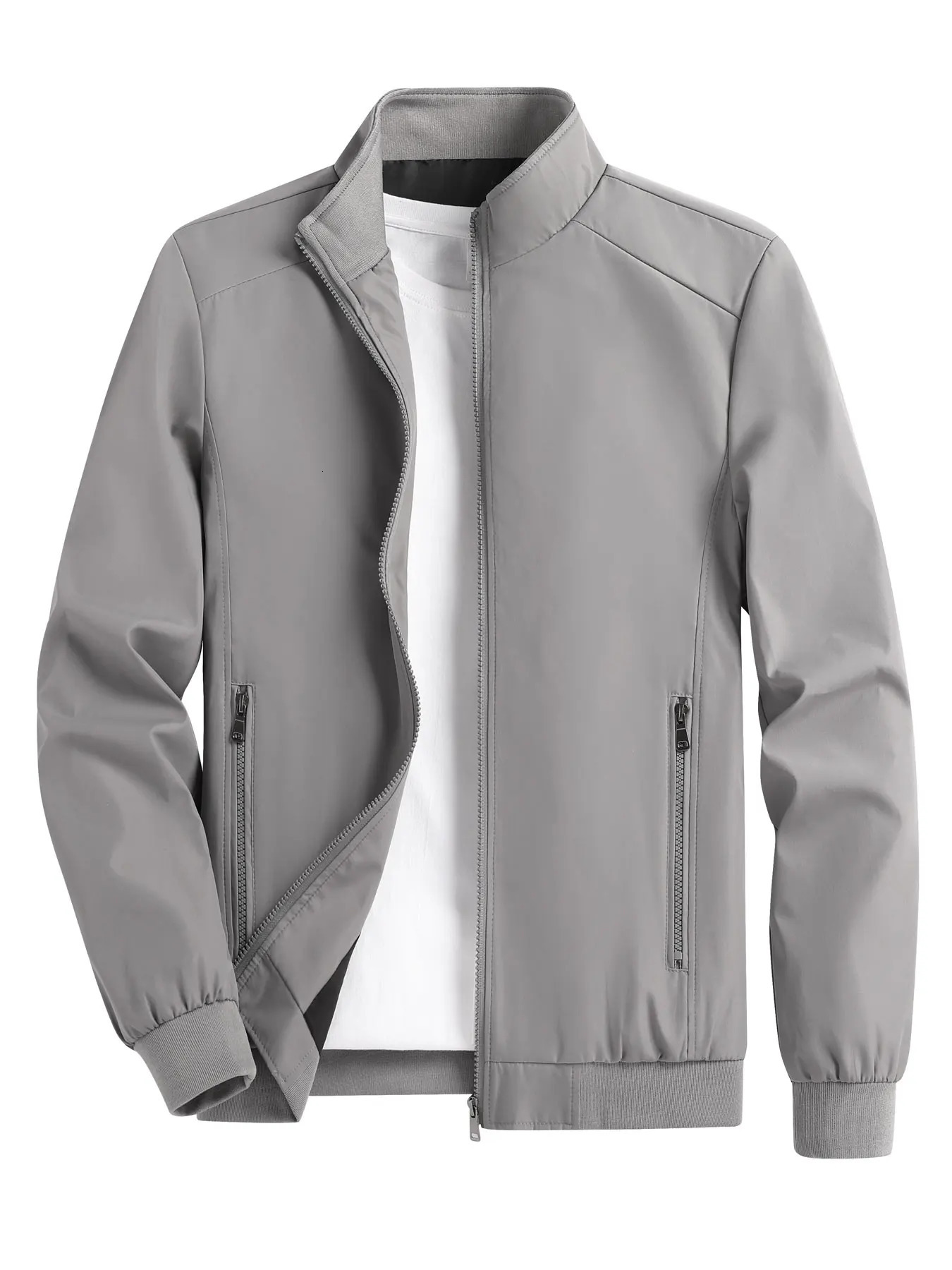 Men's Spring and Autumn Thin Casual Jacket Solid Color Stand Collar Cardigan Outdoor Sports Versatile Top 260928