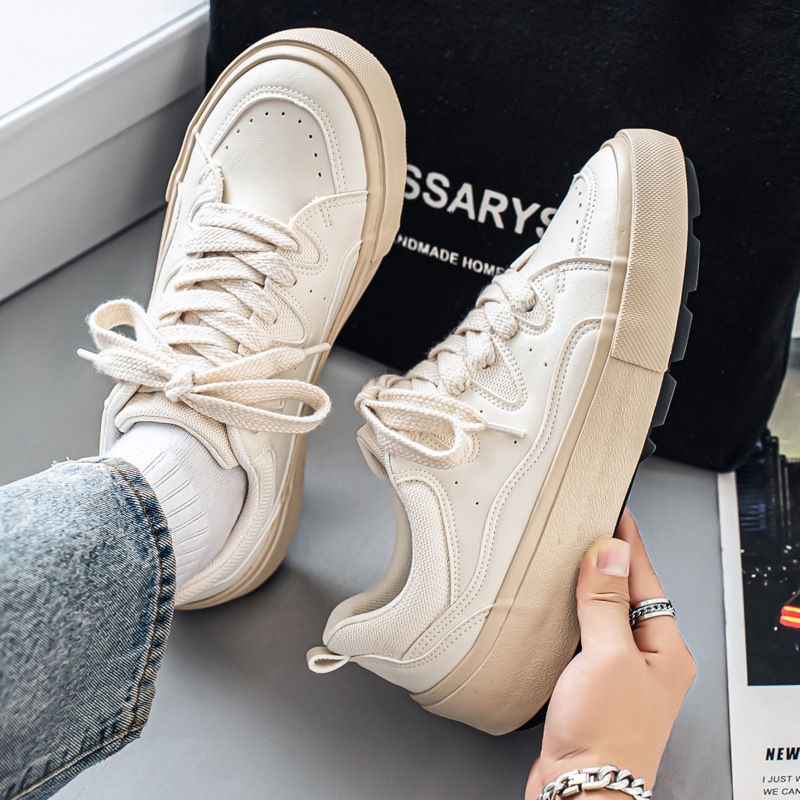 New Men's Shoes, Niche Design, Low-Top Breathable White Sneakers, Trendy Sports Casual Board Shoes Hta-9