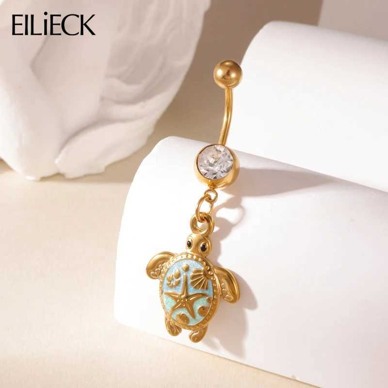 EILIECK 1Pcs 316L Stainless Steel Sexy Turtle Dangle Belly Button Ring Cubic Zirconia Charms Navel Nail Body Piercing Jewelry Q261016