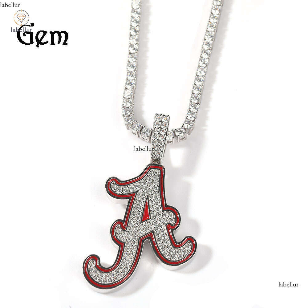 New Hot Selling Red Paint Inlaid Diamond Letter Moissanite Jewelry Hip Hop Niche Design Retro Pendant Jewelry f