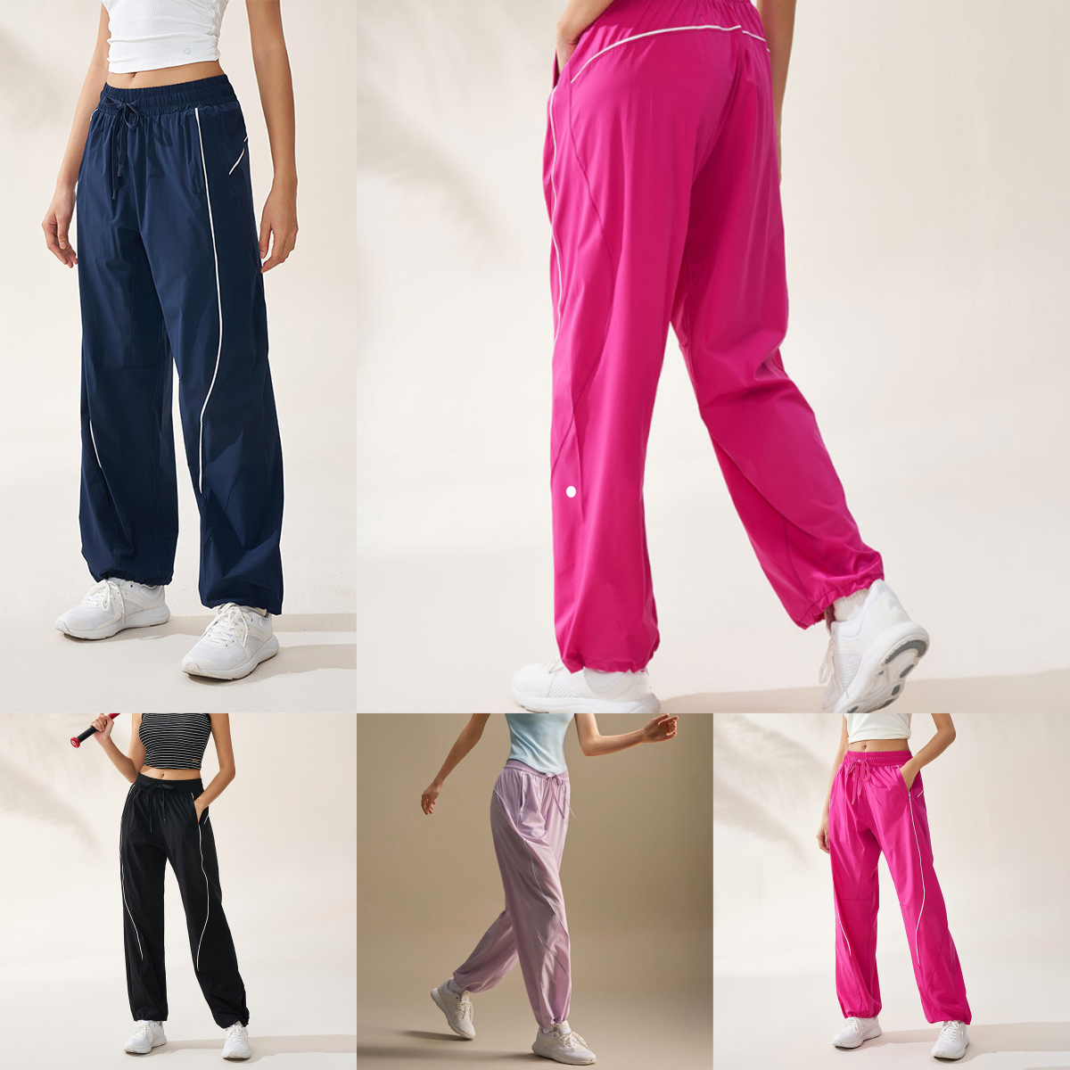 L6701 Pantalon de sport à séchage rapide pour femme Activités de plein air Randonnée et danse Pantalon léger coupe ample à jambe droite avec reve