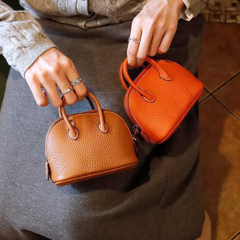 Shoulder Bags Female Hundreds of mini shell bag head layer cowhide bowling bag leather summer ladies handbag shoulder crossbody bag chain bag H26101