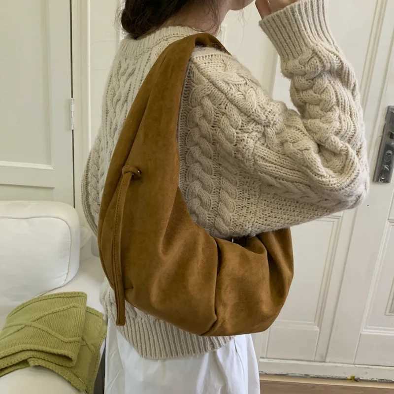 Totes Retro Suede Leopard Print Single Oulder Bag for Women Autumn Winter Faionable Lightweight Underarm Bag Large Capacity Handbag X2610161