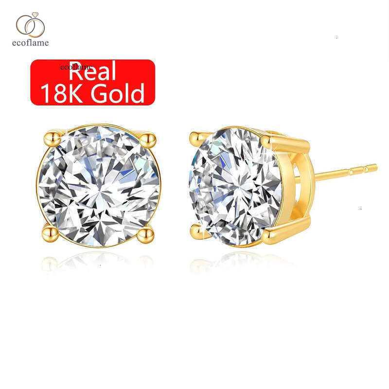 High-quality Jewelry 2ct 1ct 0.5ct Colorful VVS1 Silicon Stone AU750 Gold Earrings